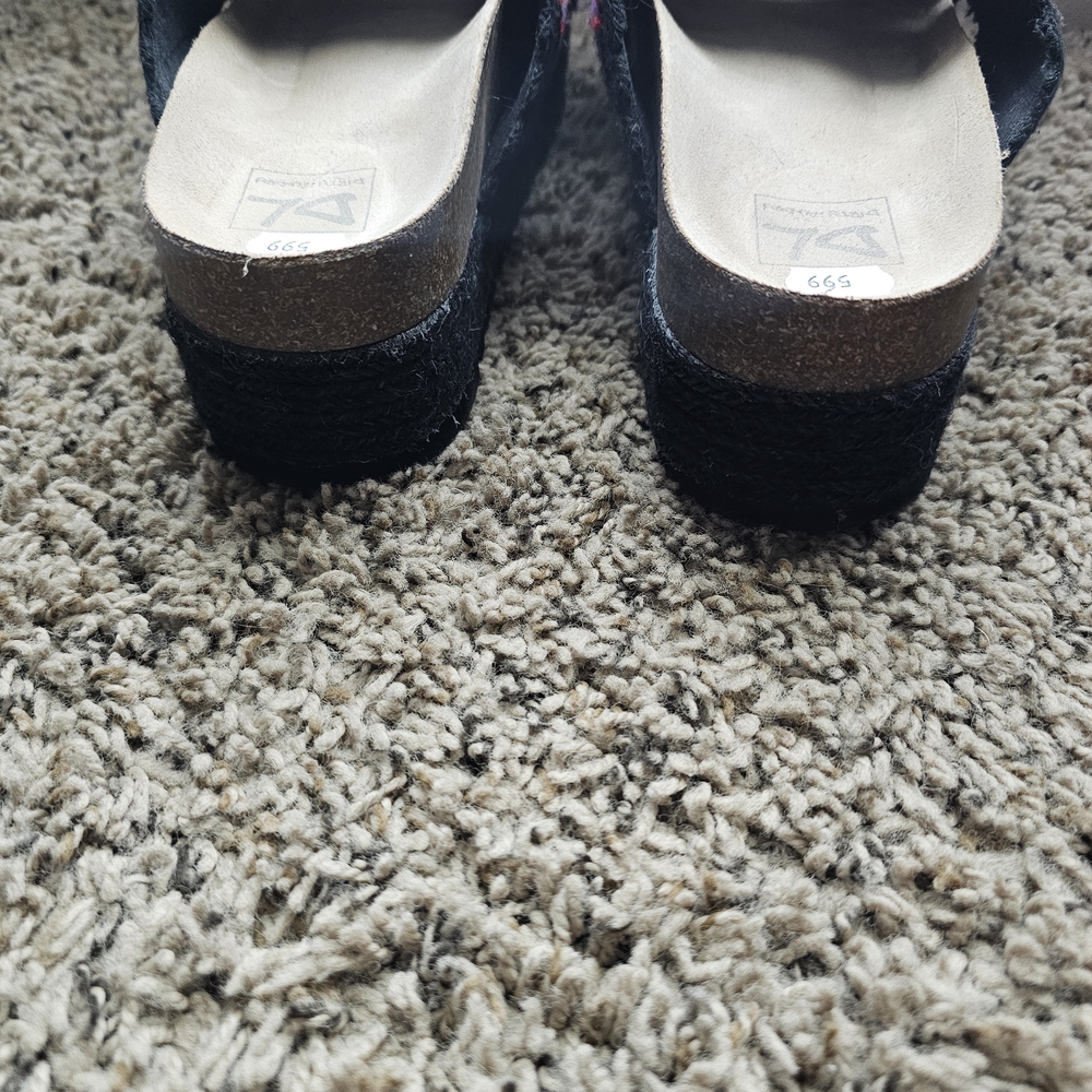 Dirty Laundry Black Crochet Crossband Sandals with Multicolor Crochet Squares - Picture 4 of 5